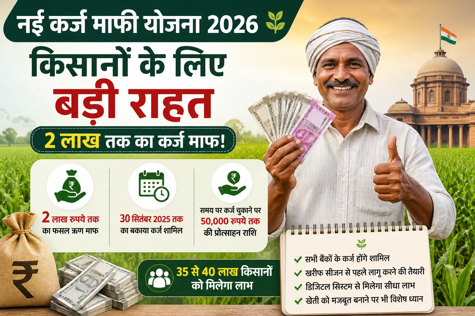Kisan Karj Mafi Yojana 2026: ₹2 लाख तक कर्ज माफी का बड़ा ऐलान